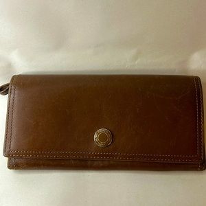 COACH 
Dark Saddle Leather 4 Ring wallet.